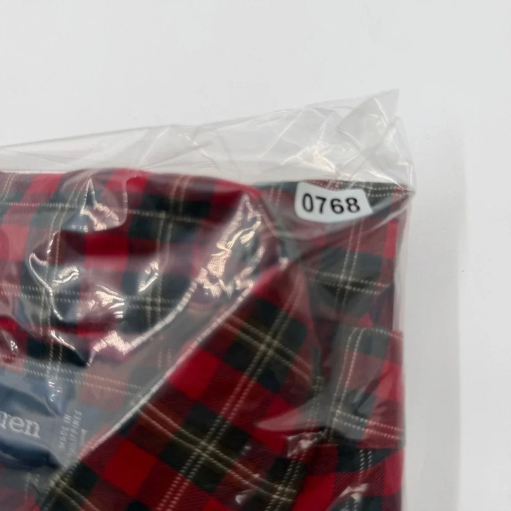 Polo Ralph Lauren Mens Large Classic Fit Red Black Plaid Flannel Shirt L
